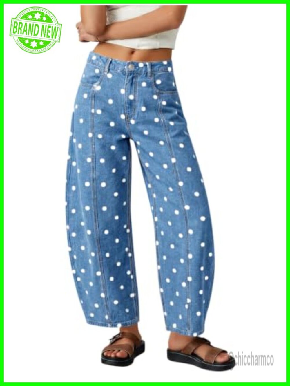 Tankaneo Barrel Jeans High Waisted Wide Leg Denim Pants